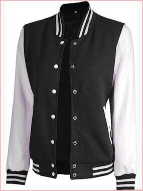 Lightweight Bomber Varsity Jacket Fleece Letterman Snap Button Jacket